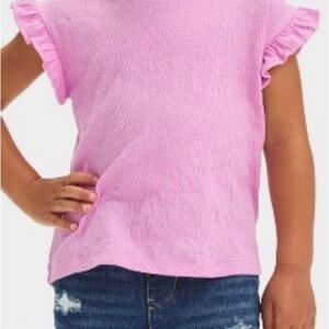 Cat & Jack Lavender Short Sleeve Ruffle Knit Tee
